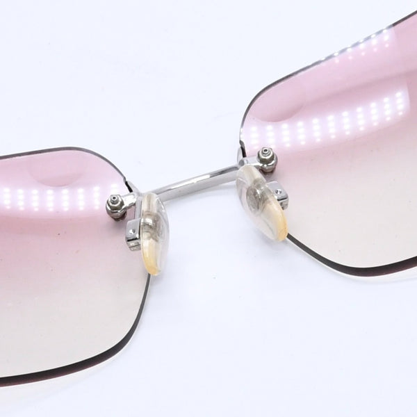 Very Good Condition CHANEL Rimless Sunglasses Eyewear 4017-D c.124/58 Size 62□17 120 Coco Mark Rhinestone Pink Used 4a004036