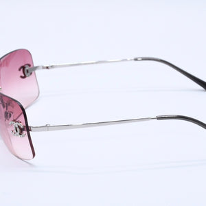 Mint condition CHANEL sunglasses with rhinestones, model 4017-D, Coco Mark, size 62◻17 120 Pink Silver Temples Used 4a004041