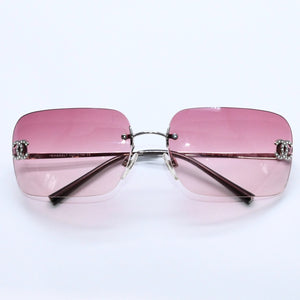Mint condition CHANEL sunglasses with rhinestones, model 4017-D, Coco Mark, size 62◻17 120 Pink Silver Temples Used 4a004041