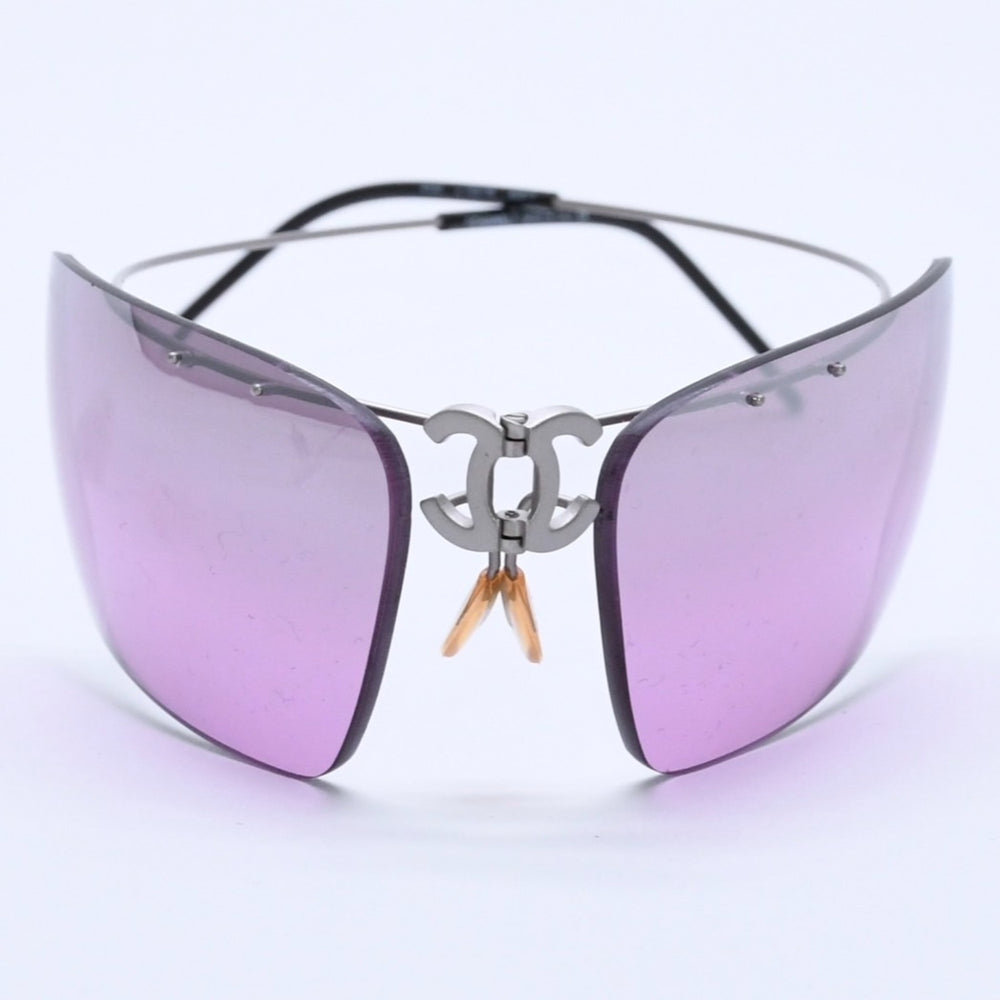 極美品 CHANEL シャネル 折りたたみ フロントココマーク 4032 サングラス 62◻︎17 パープルレンズ 中古 4a004038