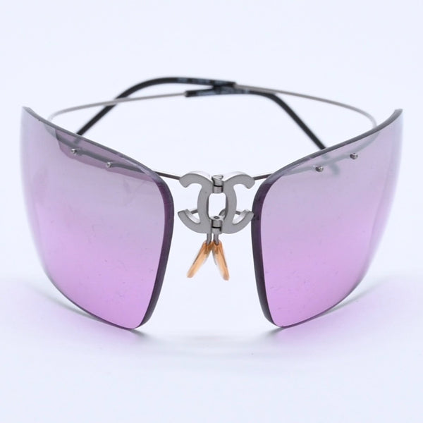 極美品 CHANEL シャネル 折りたたみ フロントココマーク 4032 サングラス 62◻︎17 パープルレンズ 中古 4a004038