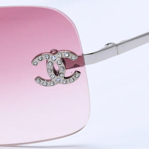 Mint condition CHANEL sunglasses with rhinestones, model 4017-D, Coco Mark, size 62◻17 120 Pink Silver Temples Used 4a004041