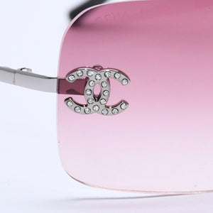Mint condition CHANEL sunglasses with rhinestones, model 4017-D, Coco Mark, size 62◻17 120 Pink Silver Temples Used 4a004041