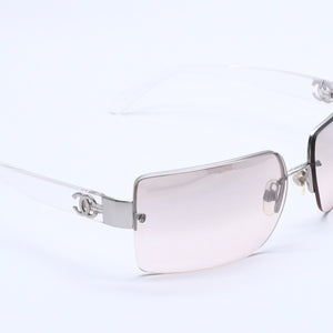 極美品 CHANEL シャネル リムレス サングラス サイドココマーク クリアフレーム グレー 4107-B 62◻︎15 125 中古 4a004037
