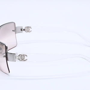 極美品 CHANEL シャネル リムレス サングラス サイドココマーク クリアフレーム グレー 4107-B 62◻︎15 125 中古 4a004037