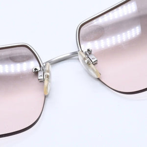 極美品 CHANEL シャネル リムレス サングラス サイドココマーク クリアフレーム グレー 4107-B 62◻︎15 125 中古 4a004037