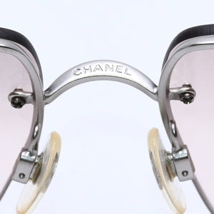 極美品 CHANEL シャネル リムレス サングラス サイドココマーク クリアフレーム グレー 4107-B 62◻︎15 125 中古 4a004037