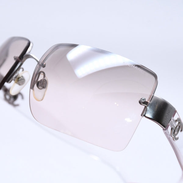 極美品 CHANEL シャネル リムレス サングラス サイドココマーク クリアフレーム グレー 4107-B 62◻︎15 125 中古 4a004037