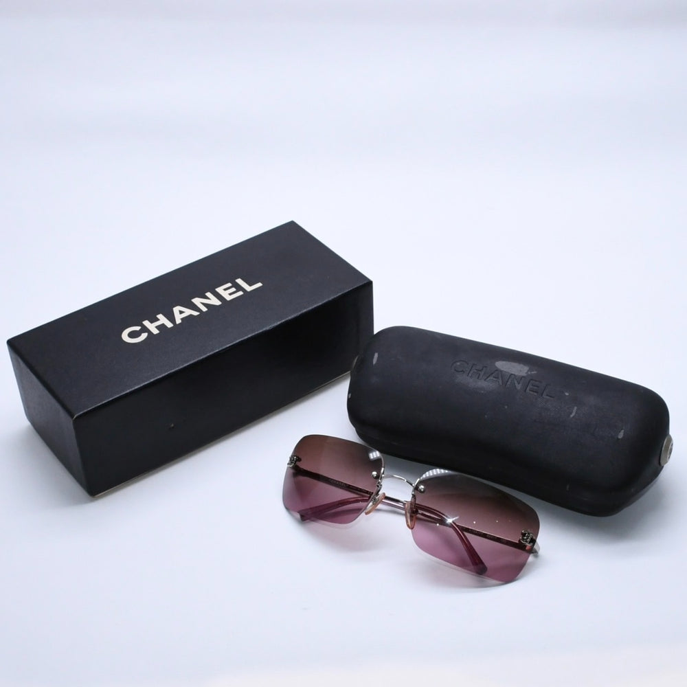極美品 CHANEL シャネル リムレス ココマーク パープルグラデーション カーキ サングラス 4017 62◻︎17 120 中古 4a004039