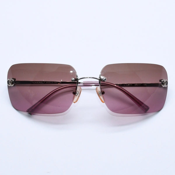 Mint condition CHANEL rimless sunglasses with Coco Mark, purple gradient, khaki. 4017 62◻17 120 Used 4a004039
