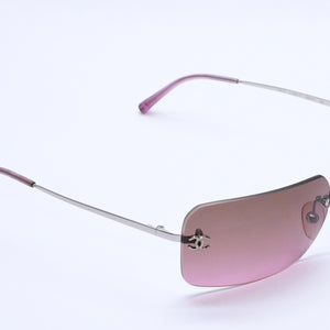 Mint condition CHANEL rimless sunglasses with Coco Mark, purple gradient, khaki. 4017 62◻17 120 Used 4a004039