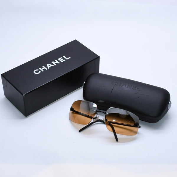 極美品 CHANEL シャネル リムレス 丸ココマーク サングラス イエローレンズ ゴールドレンズ 4035 63◻︎16 120 中古 4a004044