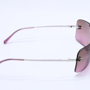 Mint condition CHANEL rimless sunglasses with Coco Mark, purple gradient, khaki. 4017 62◻17 120 Used 4a004039