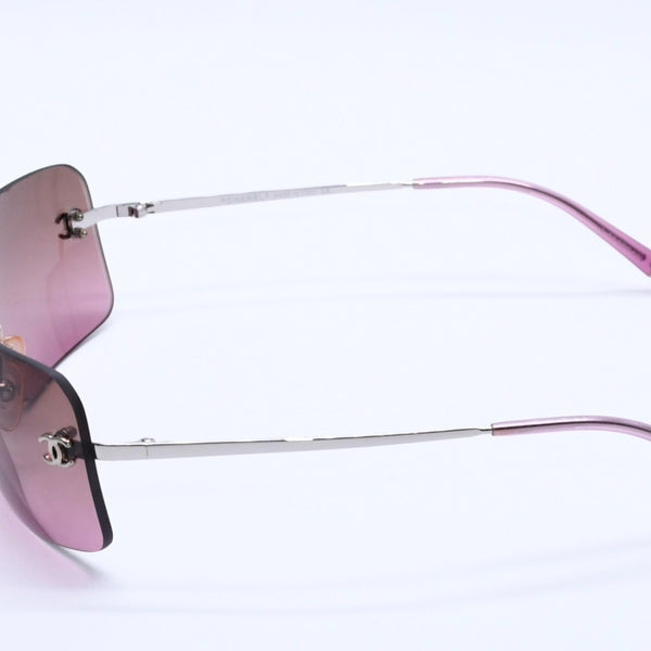 Mint condition CHANEL rimless sunglasses with Coco Mark, purple gradient, khaki. 4017 62◻17 120 Used 4a004039
