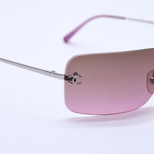 Mint condition CHANEL rimless sunglasses with Coco Mark, purple gradient, khaki. 4017 62◻17 120 Used 4a004039