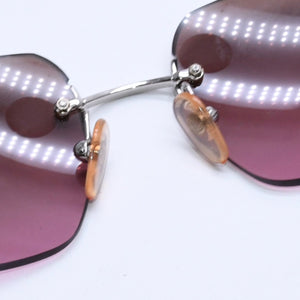 Mint condition CHANEL rimless sunglasses with Coco Mark, purple gradient, khaki. 4017 62◻17 120 Used 4a004039