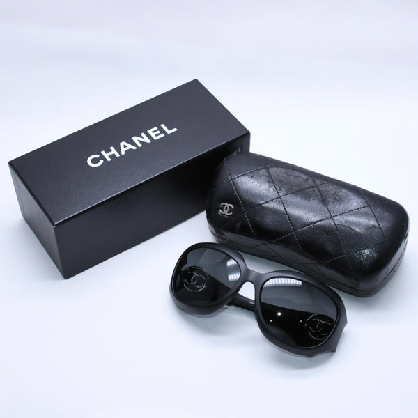 CHANEL シャネル サングラス アイウェア 6033 c555/3F サイズ61□18 130 ココマーク マットブラック 美品 中古 4a004043