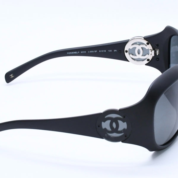 CHANEL シャネル サングラス アイウェア 6033 c555/3F サイズ61□18 130 ココマーク マットブラック 美品 中古 4a004043