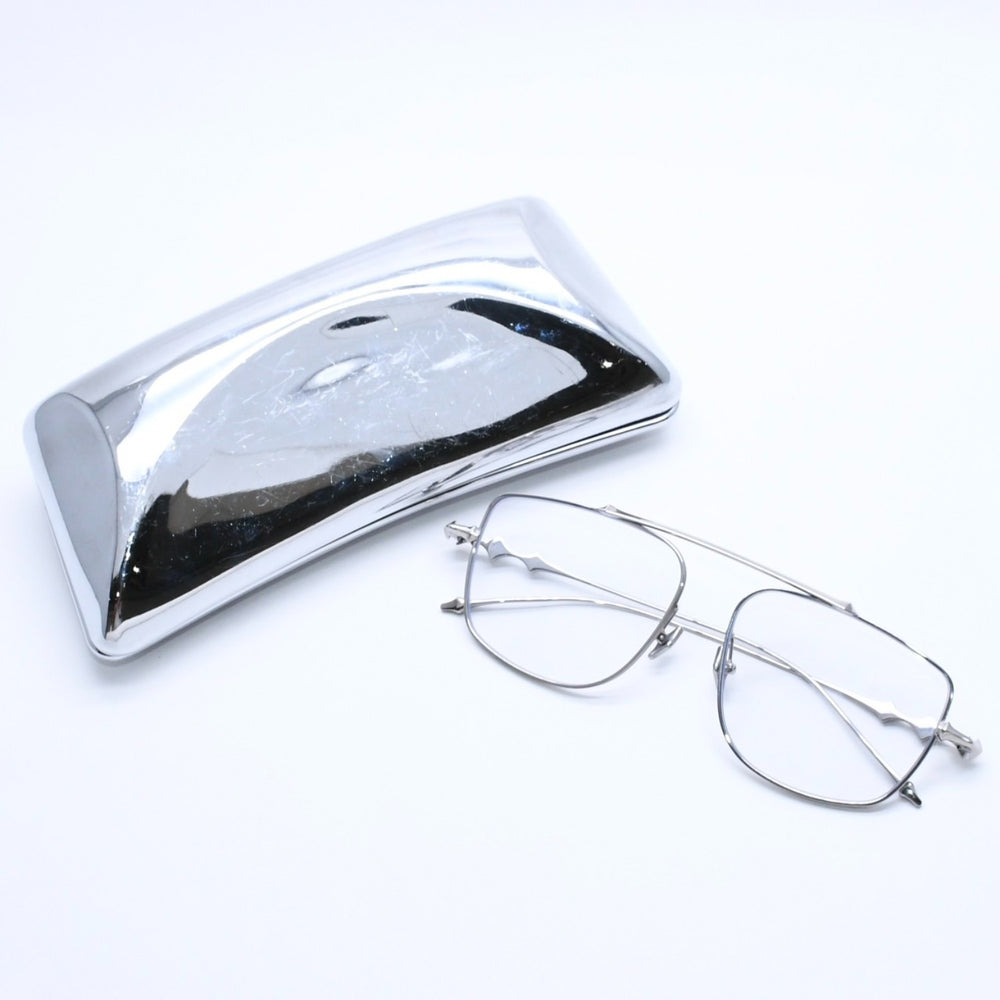 極美品 GENTLE MONSTER ジェントルモンスター 眼鏡 シルバーフレーム シルバーテンプル 59◻︎17 151 CO 中古 4a004128