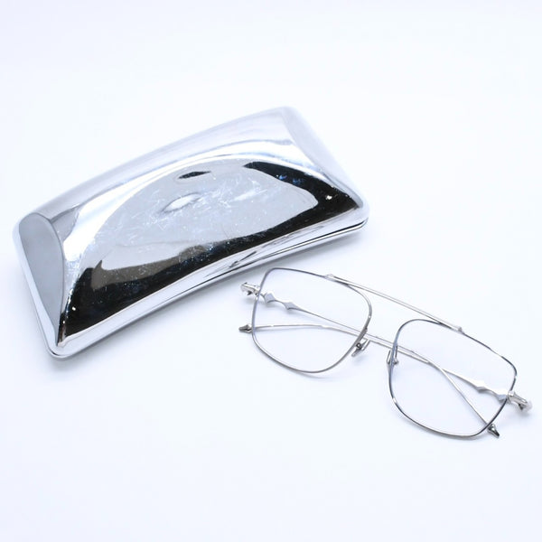 極美品 GENTLE MONSTER ジェントルモンスター 眼鏡 シルバーフレーム シルバーテンプル 59◻︎17 151 CO 中古 4a004128