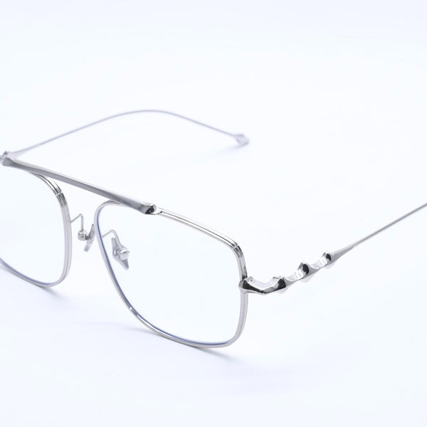 極美品 GENTLE MONSTER ジェントルモンスター 眼鏡 シルバーフレーム シルバーテンプル 59◻︎17 151 CO 中古 4a004128