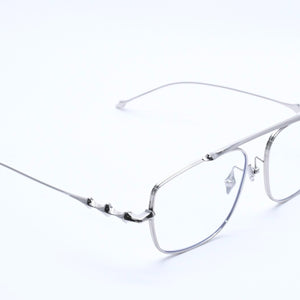 極美品 GENTLE MONSTER ジェントルモンスター 眼鏡 シルバーフレーム シルバーテンプル 59◻︎17 151 CO 中古 4a004128