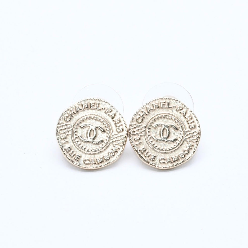 極美品 CHANEL シャネル ピアス ココマーク コインモチーフ ゴールドカラー ゴールド A16V刻印 中古 4a003873