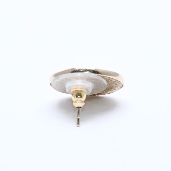 Very Good Condition CHANEL Earrings Coco Mark Coin Motif Gold Color Gold A16V Engraved Used 4a003873