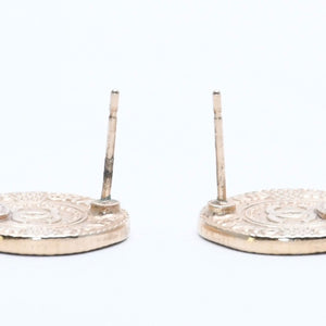 Very Good Condition CHANEL Earrings Coco Mark Coin Motif Gold Color Gold A16V Engraved Used 4a003873