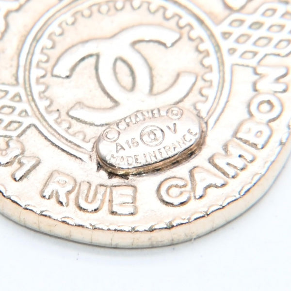 Very Good Condition CHANEL Earrings Coco Mark Coin Motif Gold Color Gold A16V Engraved Used 4a003873