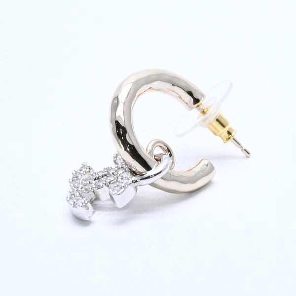 Very Good Condition CHANEL Earrings Hoop Earrings B22S Engraved Silver GP Rhinestone Weight Approx. 9.87g Used 4a003871