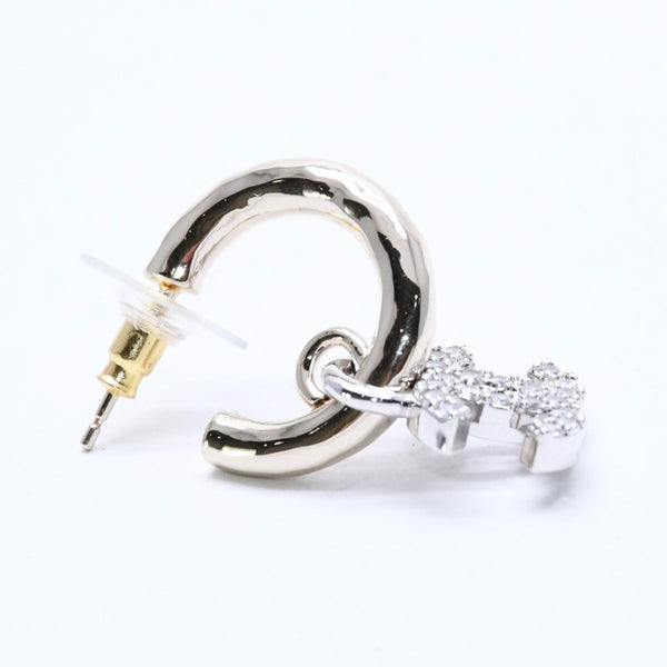 Very Good Condition CHANEL Earrings Hoop Earrings B22S Engraved Silver GP Rhinestone Weight Approx. 9.87g Used 4a003871