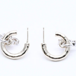 Very Good Condition CHANEL Earrings Hoop Earrings B22S Engraved Silver GP Rhinestone Weight Approx. 9.87g Used 4a003871