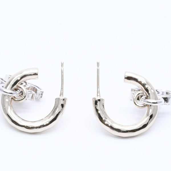 Very Good Condition CHANEL Earrings Hoop Earrings B22S Engraved Silver GP Rhinestone Weight Approx. 9.87g Used 4a003871