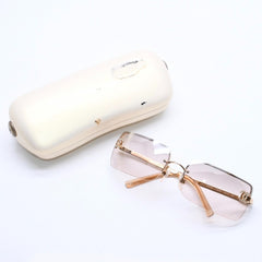 極美品 CHANEL シャネル ハーフリム サングラス アイウェア 4104-B c.125/8Z サイズ62□15 120 ココマーク ラインストーン 中古 4a004052