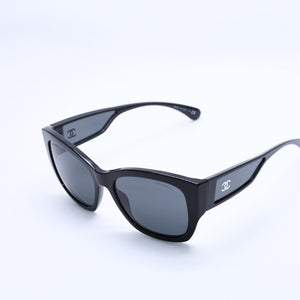 CHANEL Sunglasses Eyewear 5429 c.501/S4 Size 55□17 140 Coco Mark Black Acetate Good Condition Used 4a004024