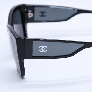 CHANEL Sunglasses Eyewear 5429 c.501/S4 Size 55□17 140 Coco Mark Black Acetate Good Condition Used 4a004024