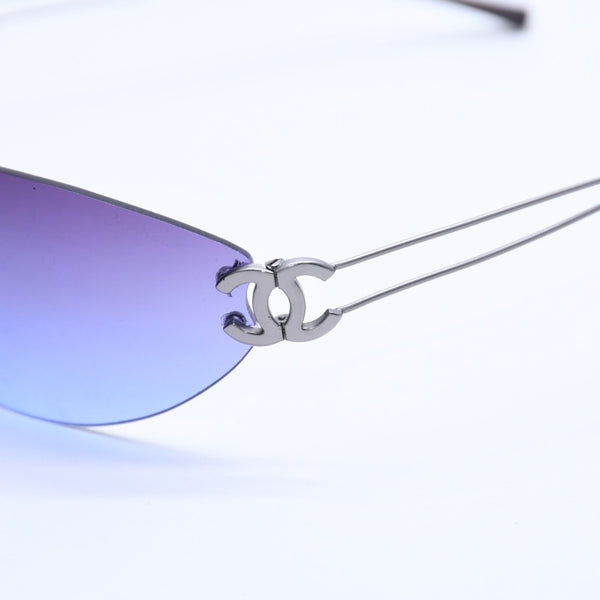 CHANEL Rimless Sunglasses Eyewear 4049 c.189/79 Size 70□14 120 Coco Mark Purple Good Condition Used 4a004040