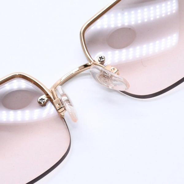 極美品 CHANEL シャネル ハーフリム サングラス アイウェア 4104-B c.125/8Z サイズ62□15 120 ココマーク ラインストーン 中古 4a004052