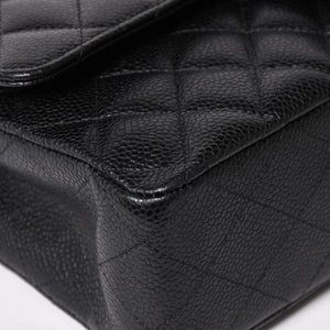 Very Good Condition CHANEL Chanel Matelasse 25 W Flap W Chain Shoulder Bag No. 19 Coco Mark Caviar Skin Black Used 4a004054