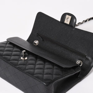 Very Good Condition CHANEL Chanel Matelasse 25 W Flap W Chain Shoulder Bag No. 19 Coco Mark Caviar Skin Black Used 4a004054
