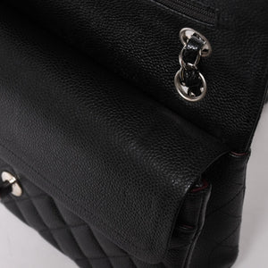 Very Good Condition CHANEL Chanel Matelasse 25 W Flap W Chain Shoulder Bag No. 19 Coco Mark Caviar Skin Black Used 4a004054