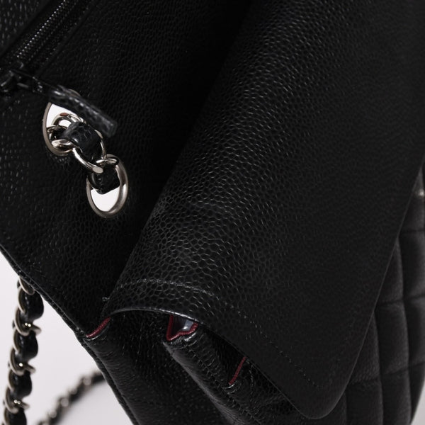 Very Good Condition CHANEL Chanel Matelasse 25 W Flap W Chain Shoulder Bag No. 19 Coco Mark Caviar Skin Black Used 4a004054