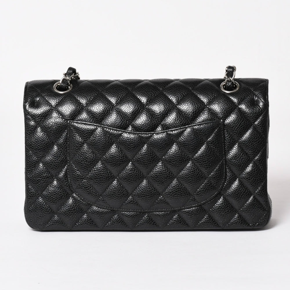 極美品 CHANEL シャネル マトラッセ25 Wフラップ Wチェーンショルダーバッグ 19番台 ココマーク キャビアスキン ブラック 中古 4a004054
