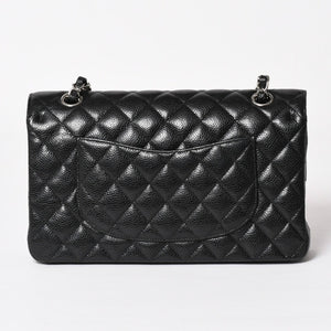 Very Good Condition CHANEL Chanel Matelasse 25 W Flap W Chain Shoulder Bag No. 19 Coco Mark Caviar Skin Black Used 4a004054