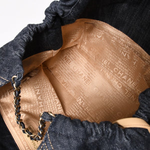 極美品 CHANEL シャネル COCO CABAS GM ココカバス GM チェーントートバッグ A35109 13番台 ココマーク スパークリングデニム 中古 4a004055