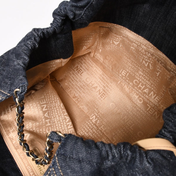 極美品 CHANEL シャネル COCO CABAS GM ココカバス GM チェーントートバッグ A35109 13番台 ココマーク スパークリングデニム 中古 4a004055