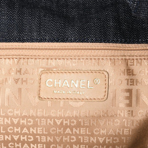 極美品 CHANEL シャネル COCO CABAS GM ココカバス GM チェーントートバッグ A35109 13番台 ココマーク スパークリングデニム 中古 4a004055