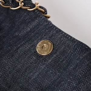 極美品 CHANEL シャネル COCO CABAS GM ココカバス GM チェーントートバッグ A35109 13番台 ココマーク スパークリングデニム 中古 4a004055