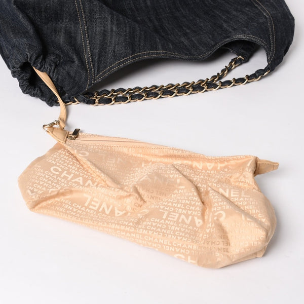 極美品 CHANEL シャネル COCO CABAS GM ココカバス GM チェーントートバッグ A35109 13番台 ココマーク スパークリングデニム 中古 4a004055